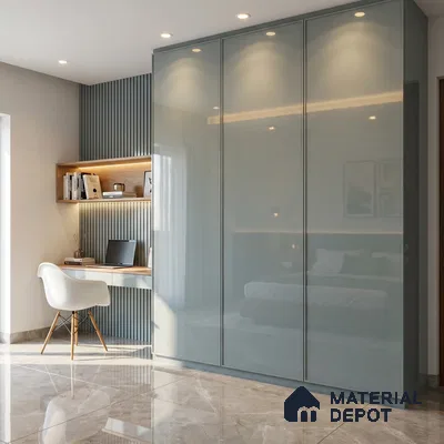 Slate Blue Solid Color Acrylic Laminate LM 24359 8 ft x 4 ft High Gloss Finish - 1.5 mm | Matching Edgeband code - EB 02135 | Suitable for Living Room, Kitchen, Office