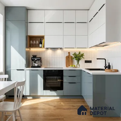 Slate Blue Solid Color Acrylic Laminate LM 24359 8 ft x 4 ft High Gloss Finish - 1.5 mm | Matching Edgeband code - EB 02135 | Suitable for Living Room, Kitchen, Office