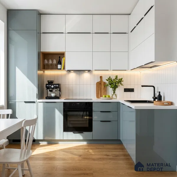 Slate Blue Solid Color Acrylic Laminate LM 24359 8 ft x 4 ft High Gloss Finish - 1.5 mm | Matching Edgeband code - EB 02135 | Suitable for Living Room, Kitchen, Office