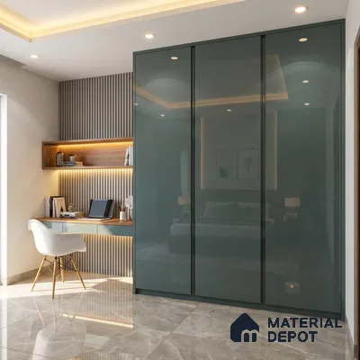 Slate Blue Solid Color Acrylic Laminate LM 24361 8 ft x 4 ft High Gloss Finish - 1.5 mm | Matching Edgeband code - EB 02136 | Suitable for Living Room, Kitchen, Office