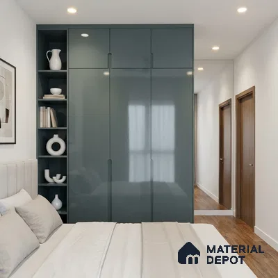 Slate Blue Solid Color Acrylic Laminate LM 24361 8 ft x 4 ft High Gloss Finish - 1.5 mm | Matching Edgeband code - EB 02136 | Suitable for Living Room, Kitchen, Office