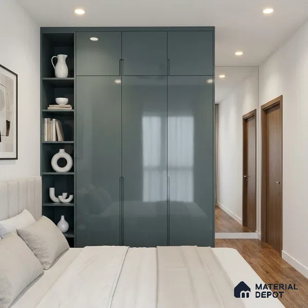 Slate Blue Solid Color Acrylic Laminate LM 24361 8 ft x 4 ft High Gloss Finish - 1.5 mm | Matching Edgeband code - EB 02136 | Suitable for Living Room, Kitchen, Office
