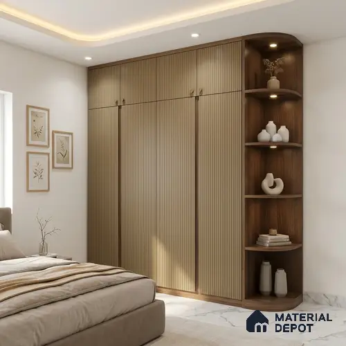 Caramel Brown Fluted Solid Color LM 24374 8 ft x 4 ft Texture Finish Decorative Laminate - 1 mm | Suitable for TV Unit,Wardrobe, Kitchen Cabinets