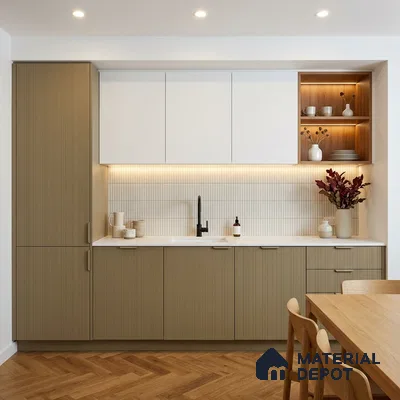 Caramel Brown Fluted Solid Color LM 24374 8 ft x 4 ft Texture Finish Decorative Laminate - 1 mm | Suitable for TV Unit,Wardrobe, Kitchen Cabinets