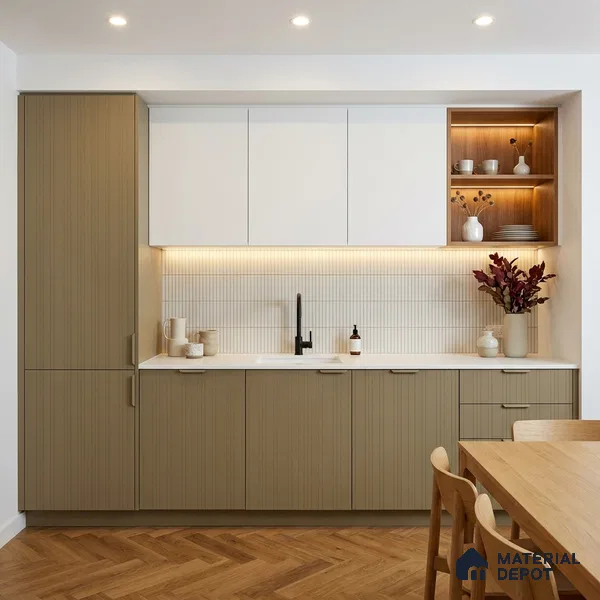 Caramel Brown Fluted Solid Color LM 24374 8 ft x 4 ft Texture Finish Decorative Laminate - 1 mm | Suitable for TV Unit,Wardrobe, Kitchen Cabinets