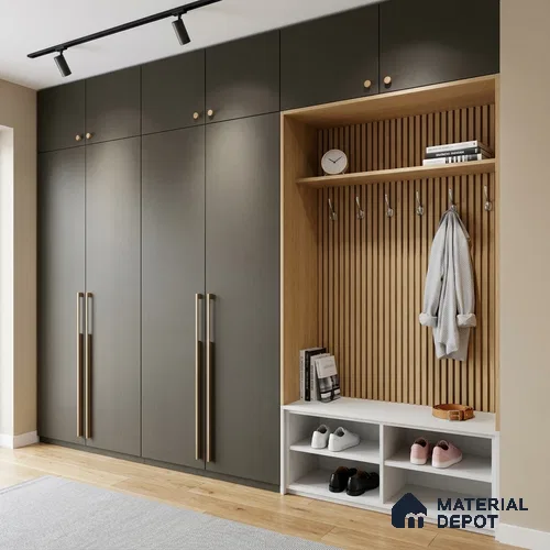 Grey Fabric Look LM 24397  8 ft x 4 ft Texture Finish Decorative Laminate - 1 mm | Suitable for TV Unit, Wardrobe, Kitchen Cabinets