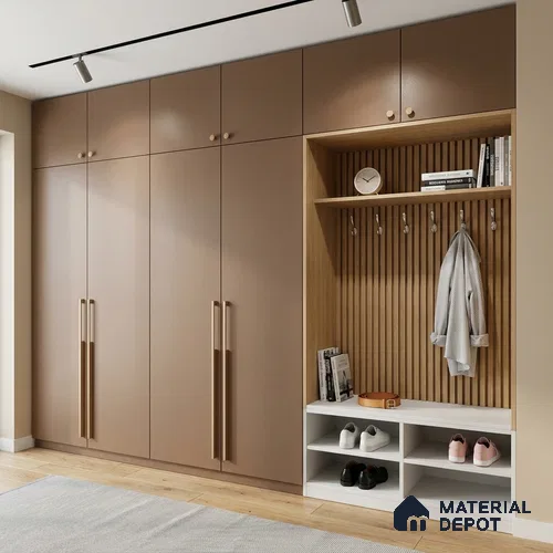 Brown Fabric Look LM 24399  8 ft x 4 ft Texture Finish Decorative Laminate - 1 mm | Suitable for TV Unit, Wardrobe, Kitchen Cabinets