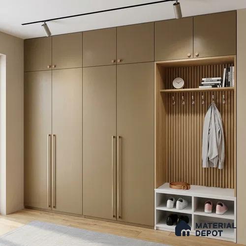 Brown Fabric Look LM 24400  8 ft x 4 ft Texture Finish Decorative Laminate - 1 mm | Suitable for TV Unit, Wardrobe, Kitchen Cabinets