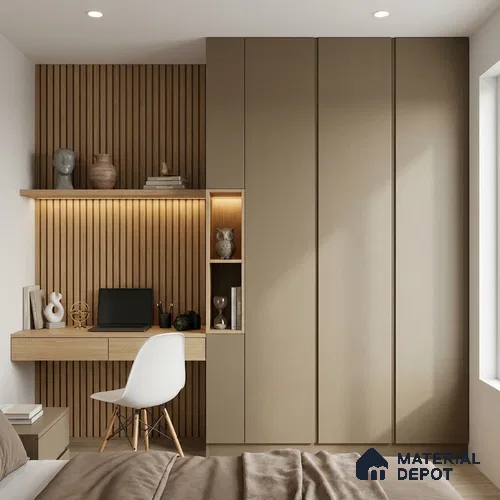 Brown Fabric Look LM 24403  8 ft x 4 ft Texture Finish Decorative Laminate - 1 mm | Suitable for TV Unit, Wardrobe, Kitchen Cabinets