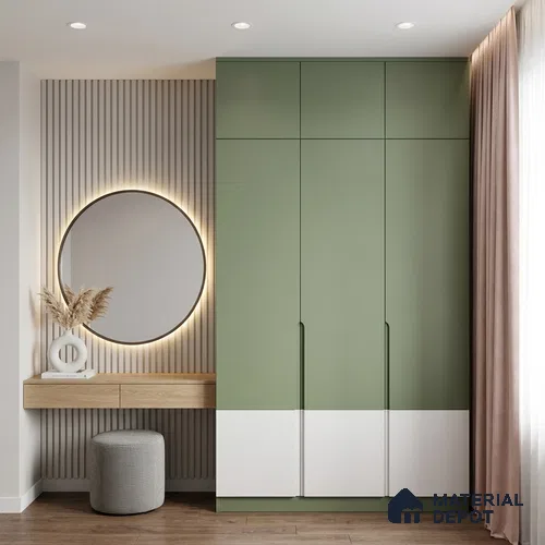 Green Fabric Look LM 24406  8 ft x 4 ft Texture Finish Decorative Laminate - 1 mm | Suitable for TV Unit, Wardrobe, Kitchen Cabinets