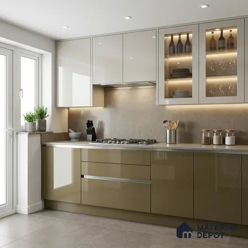 Ochre Brown Solid Colors Look LM 24449 8 ft x 4 ft High Gloss Finish Decorative Laminate - 1 mm | Suitable for Living Room, Kitchen, Office