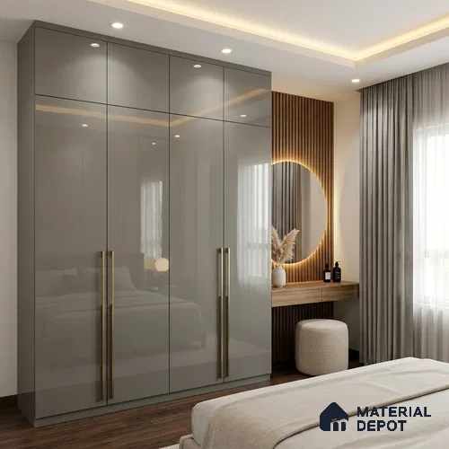 Deep Olive Green Solid Colors Look LM 24451 8 ft x 4 ft High Gloss Finish Decorative Laminate - 1 mm | Suitable for Living Room, Kitchen, Office