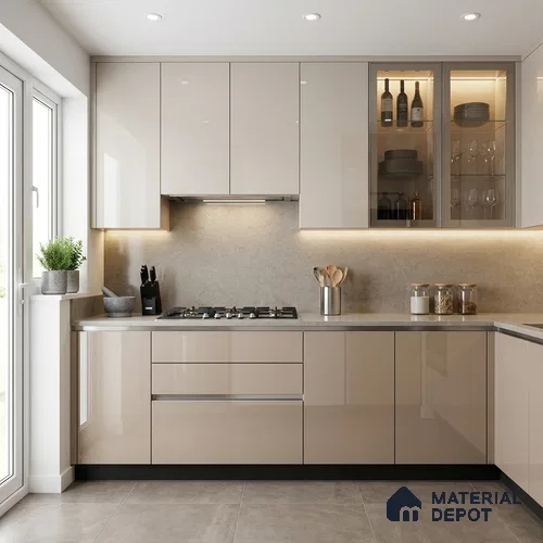 Blush Pink Solid Colors Look LM 24452 8 ft x 4 ft High Gloss Finish Decorative Laminate - 1 mm | Suitable for Living Room, Kitchen, Office