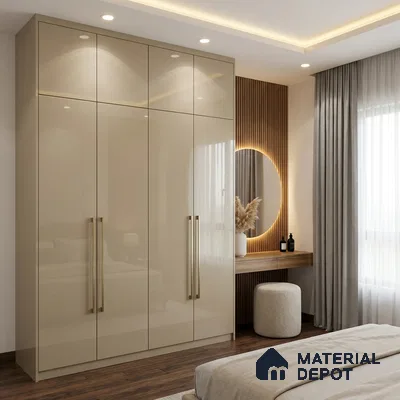 Light Caramel Brown Solid Colors Look LM 24453  8 ft x 4 ft High Gloss Finish Decorative Laminate - 1 mm | Suitable for Living Room, Kitchen, Office