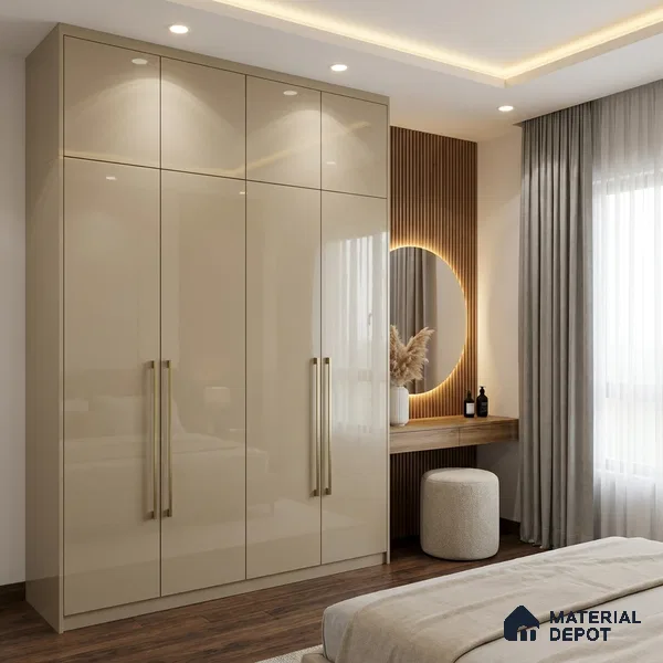 Light Caramel Brown Solid Colors Look LM 24453 8 ft x 4 ft High Gloss Finish Decorative Laminate - 1 mm | Suitable for Living Room, Kitchen, Office
