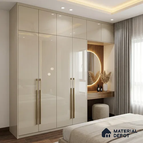 Pale Cream Solid Colors Look LM 24455 8 ft x 4 ft High Gloss Finish Decorative Laminate - 1 mm | Suitable for Living Room, Kitchen, Office