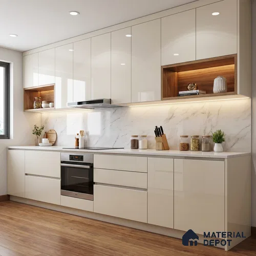 Solid White Solid Color Acrylic Laminate LM 24522 8 ft x 4 ft High Gloss Finish - 1.5 mm | Matching Edgeband code - EB 02076 | Suitable for Living Room, Kitchen, Office