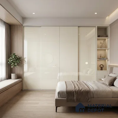 Solid White Solid Color Acrylic Laminate LM 24522 8 ft x 4 ft High Gloss Finish - 1.5 mm | Matching Edgeband code - EB 02076 | Suitable for Living Room, Kitchen, Office