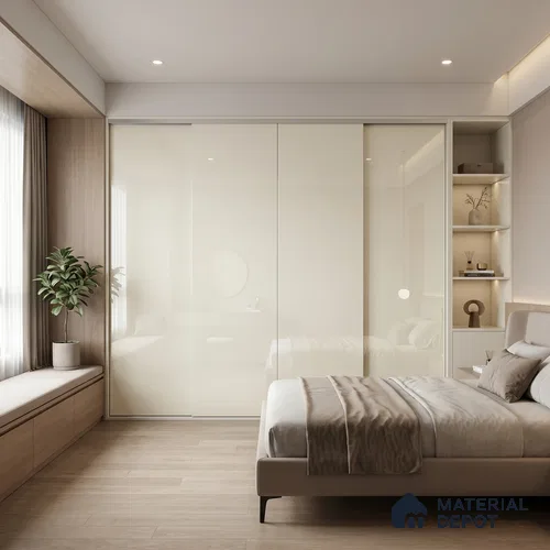 Solid White Solid Color Acrylic Laminate LM 24522 8 ft x 4 ft High Gloss Finish - 1.5 mm | Matching Edgeband code - EB 02076 | Suitable for Living Room, Kitchen, Office
