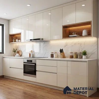 Solid White Solid Color Acrylic Laminate LM 24522 8 ft x 4 ft High Gloss Finish - 1.5 mm | Matching Edgeband code - EB 02076 | Suitable for Living Room, Kitchen, Office