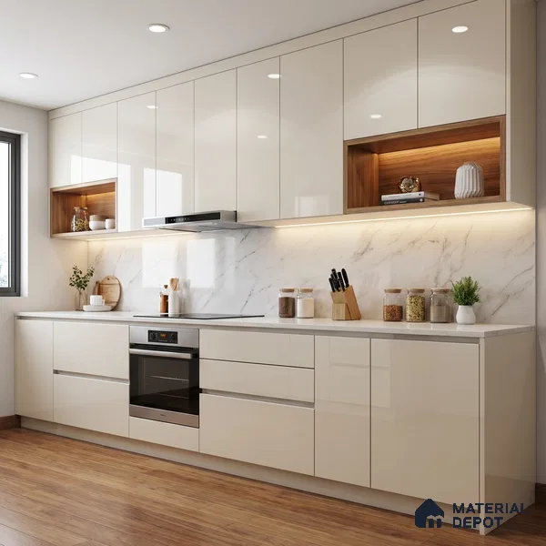 Solid White Solid Color Acrylic Laminate LM 24522 8 ft x 4 ft High Gloss Finish - 1.5 mm | Matching Edgeband code - EB 02076 | Suitable for Living Room, Kitchen, Office