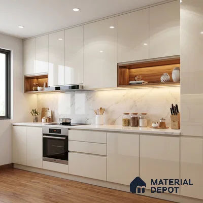 Solid White Solid Color Acrylic Laminate LM 24523 8 ft x 4 ft High Gloss Finish - 1.5 mm | Matching Edgeband code - EB 02068 | Suitable for Living Room, Kitchen, Office
