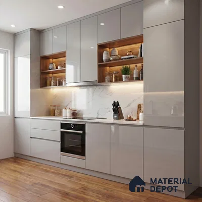 Solid White Solid Color Acrylic Laminate LM 24524 8 ft x 4 ft High Gloss Finish - 1.5 mm | Matching Edgeband code - EB 02106 | Suitable for Living Room, Kitchen, Office