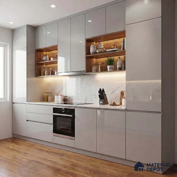 Solid White Solid Color Acrylic Laminate LM 24524 8 ft x 4 ft High Gloss Finish - 1.5 mm | Matching Edgeband code - EB 02106 | Suitable for Living Room, Kitchen, Office
