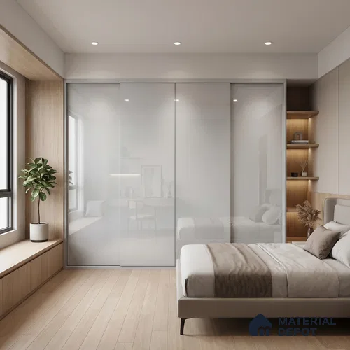 Solid White Solid Color Acrylic Laminate LM 24524 8 ft x 4 ft High Gloss Finish - 1.5 mm | Matching Edgeband code - EB 02106 | Suitable for Living Room, Kitchen, Office