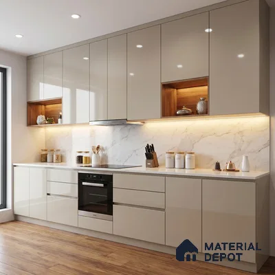 Pearl White Solid Color Acrylic Laminate LM 24525 8 ft x 4 ft High Gloss Finish - 1.5 mm | Matching Edgeband code - EB 02107 | Suitable for Living Room, Kitchen, Office