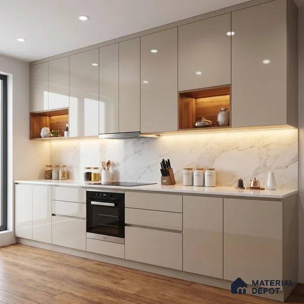 Pearl White Solid Color Acrylic Laminate LM 24525 8 ft x 4 ft High Gloss Finish - 1.5 mm | Matching Edgeband code - EB 02107 | Suitable for Living Room, Kitchen, Office