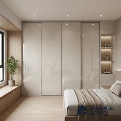 Pearl White Solid Color Acrylic Laminate LM 24525 8 ft x 4 ft High Gloss Finish - 1.5 mm | Matching Edgeband code - EB 02107 | Suitable for Living Room, Kitchen, Office