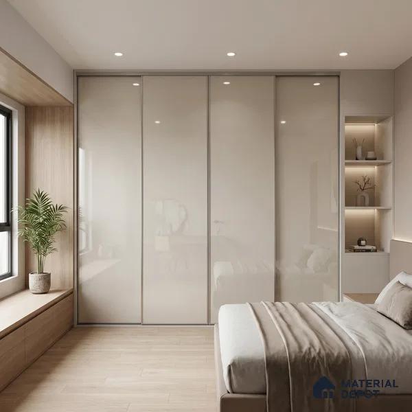 Pearl White Solid Color Acrylic Laminate LM 24525 8 ft x 4 ft High Gloss Finish - 1.5 mm | Matching Edgeband code - EB 02107 | Suitable for Living Room, Kitchen, Office