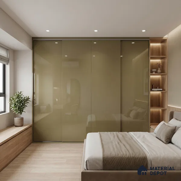 Olive Brown Solid Color Acrylic Laminate LM 24529 8 ft x 4 ft High Gloss Finish - 1.5 mm | Matching Edgeband code - EB 02083 | Suitable for Living Room, Kitchen, Office