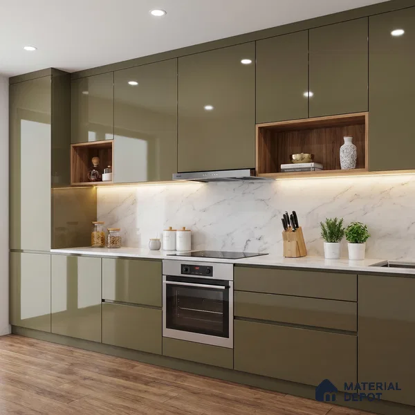 Musk Grey Solid Color Acrylic Laminate LM 24530 8 ft x 4 ft High Gloss Finish - 1.5 mm | Matching Edgeband code - EB 02092 | Suitable for Living Room, Kitchen, Office