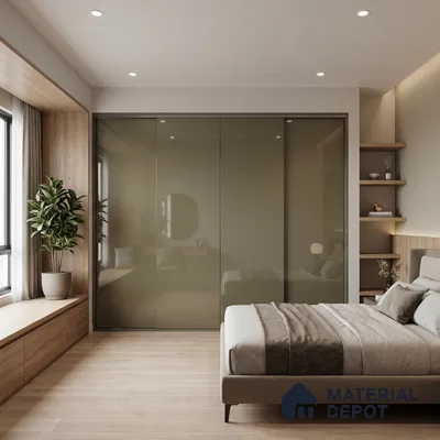 Musk Grey Solid Color Acrylic Laminate LM 24530 8 ft x 4 ft High Gloss Finish - 1.5 mm | Matching Edgeband code - EB 02092 | Suitable for Living Room, Kitchen, Office
