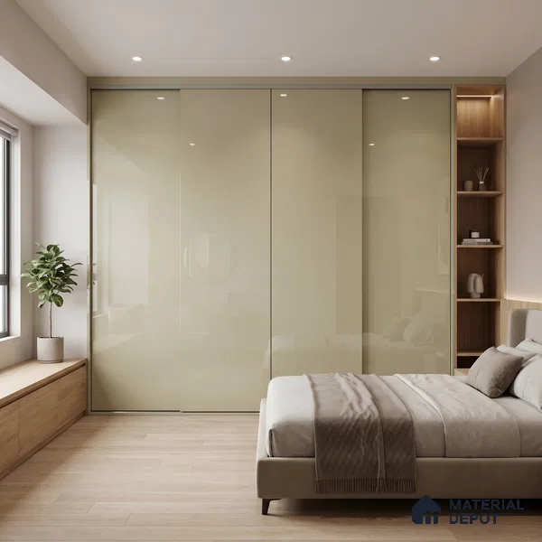 Warm Cream Solid Color Acrylic Laminate LM 24531 8 ft x 4 ft High Gloss Finish - 1.5 mm | Matching Edgeband code - EB 02080 | Suitable for Living Room, Kitchen, Office
