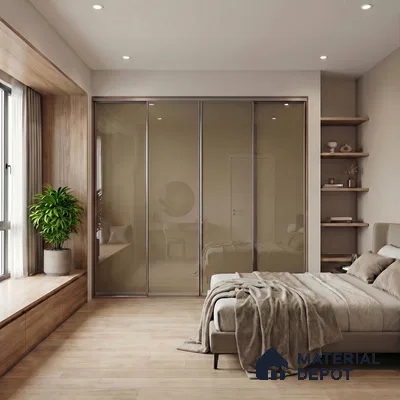 Warm Beige Solid Color Acrylic Laminate LM 24532 8 ft x 4 ft High Gloss Finish - 1.5 mm | Matching Edgeband code - EB 02082 | Suitable for Living Room, Kitchen, Office