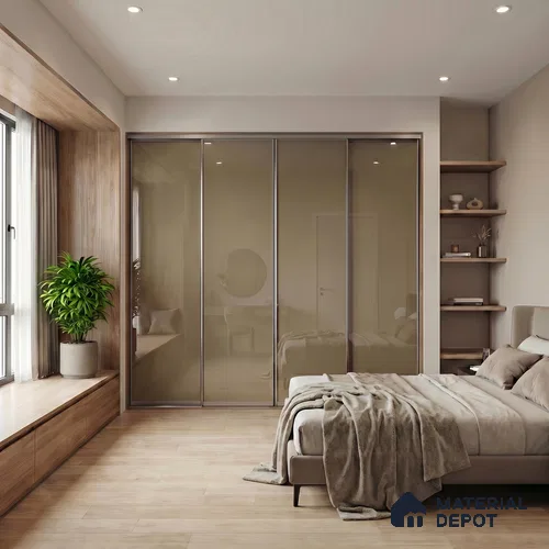 Warm Beige Solid Color Acrylic Laminate LM 24532 8 ft x 4 ft High Gloss Finish - 1.5 mm | Matching Edgeband code - EB 02082 | Suitable for Living Room, Kitchen, Office