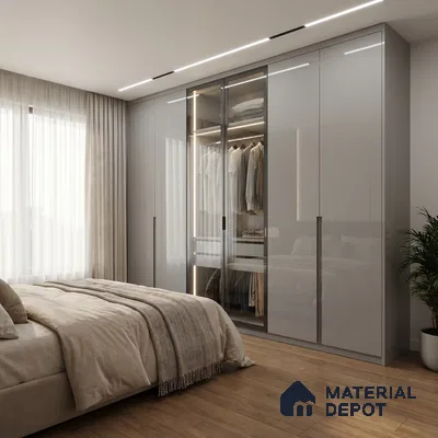 Pebble Grey Solid Color Acrylic Laminate LM 24537 8 ft x 4 ft High Gloss Finish - 1.5 mm | Matching Edgeband code - EB 02086 | Suitable for Living Room, Kitchen, Office