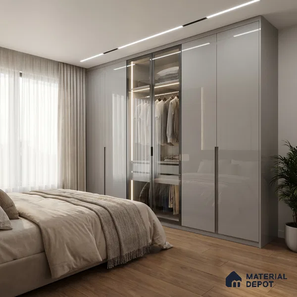 Pebble Grey Solid Color Acrylic Laminate LM 24537 8 ft x 4 ft High Gloss Finish - 1.5 mm | Matching Edgeband code - EB 02086 | Suitable for Living Room, Kitchen, Office