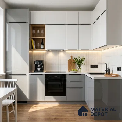 Pebble Grey Solid Color Acrylic Laminate LM 24537 8 ft x 4 ft High Gloss Finish - 1.5 mm | Matching Edgeband code - EB 02086 | Suitable for Living Room, Kitchen, Office
