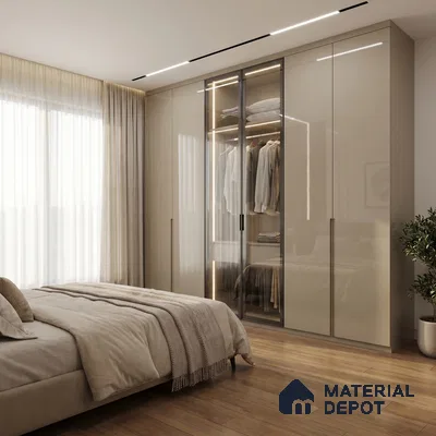 Pebble Grey Solid Color Acrylic Laminate LM 24538 8 ft x 4 ft High Gloss Finish - 1.5 mm | Matching Edgeband code - EB 02084 | Suitable for Living Room, Kitchen, Office