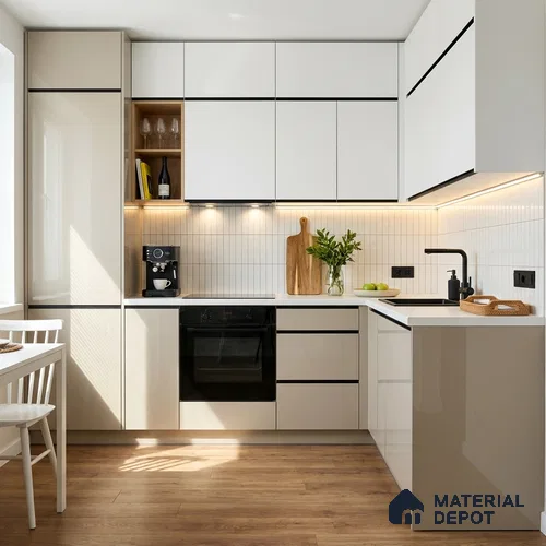 Pebble Grey Solid Color Acrylic Laminate LM 24538 8 ft x 4 ft High Gloss Finish - 1.5 mm | Matching Edgeband code - EB 02084 | Suitable for Living Room, Kitchen, Office