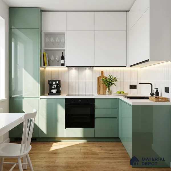 Muted Teal Blue Solid Color Acrylic Laminate LM 24539 8 ft x 4 ft High Gloss Finish - 1.5 mm | Matching Edgeband code - EB 02108 | Suitable for Living Room, Kitchen, Office
