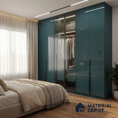 Slate Blue Solid Color Acrylic Laminate LM 24541 8 ft x 4 ft High Gloss Finish - 1.5 mm | Matching Edgeband code - EB 02072 | Suitable for Living Room, Kitchen, Office