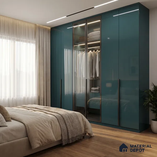 Slate Blue Solid Color Acrylic Laminate LM 24541 8 ft x 4 ft High Gloss Finish - 1.5 mm | Matching Edgeband code - EB 02072 | Suitable for Living Room, Kitchen, Office
