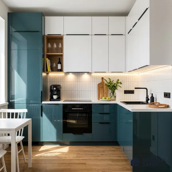 Slate Blue Solid Color Acrylic Laminate LM 24541 8 ft x 4 ft High Gloss Finish - 1.5 mm | Matching Edgeband code - EB 02072 | Suitable for Living Room, Kitchen, Office