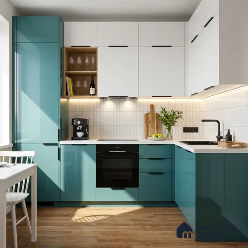 Teal Blue Solid Color Acrylic Laminate LM 24542 8 ft x 4 ft High Gloss Finish - 1.5 mm | Matching Edgeband code - EB 02075 | Suitable for Living Room, Kitchen, Office