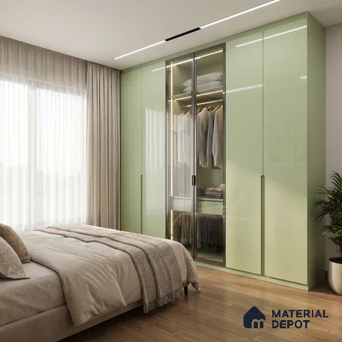 Seafoam Green Solid Color Acrylic Laminate LM 24545 8 ft x 4 ft High Gloss Finish - 1.5 mm | Matching Edgeband code - EB 02078 | Suitable for Living Room, Kitchen, Office